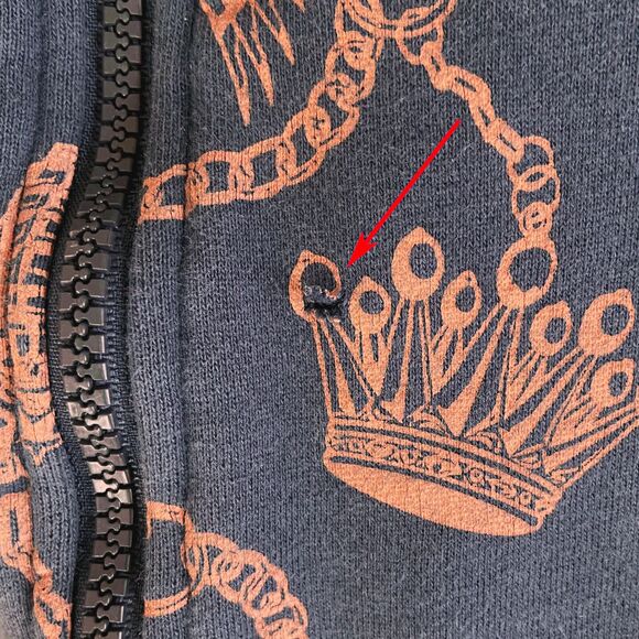 Christian Audigier Men's Full Zip Hoodie Size L (READ) Blue Gold Leopard Crown - Picture 8 of 8